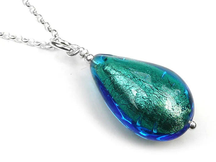 Murano Glass Pendant - Kingfisher Drop