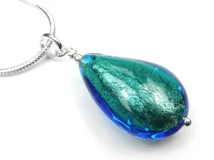 Murano Glass Pendant - Kingfisher Drop