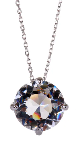 N7155 Rhodium Swarovski Solitaire Crystal Pendant Necklace Crystal