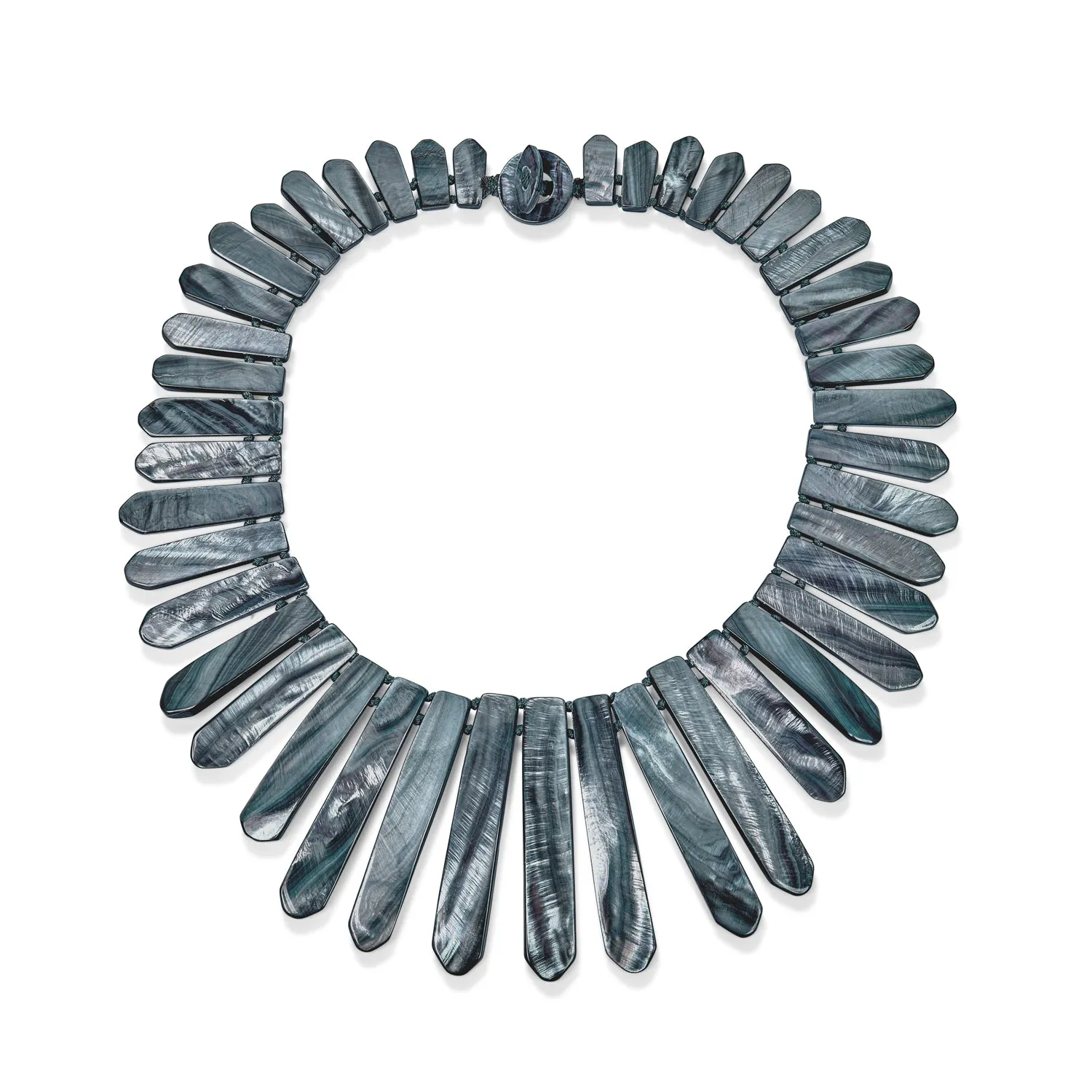 Natural MOP Grey Silver Iridescent Shell Collar Necklace for Women Teens