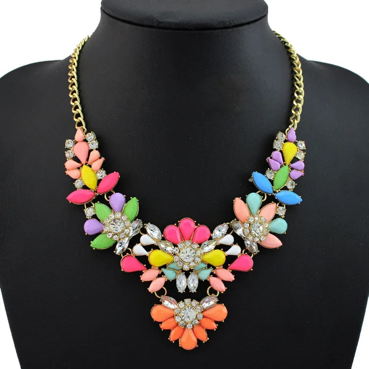 New design high quality jewelry fashion women color acrylic statement collar necklace Necklaces & Pendants