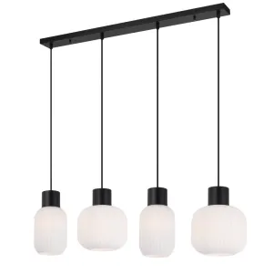 Nori 4 Light Bar Black with Opal Glass Modern Pendant