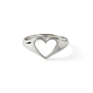 Open Heart Silver Ring