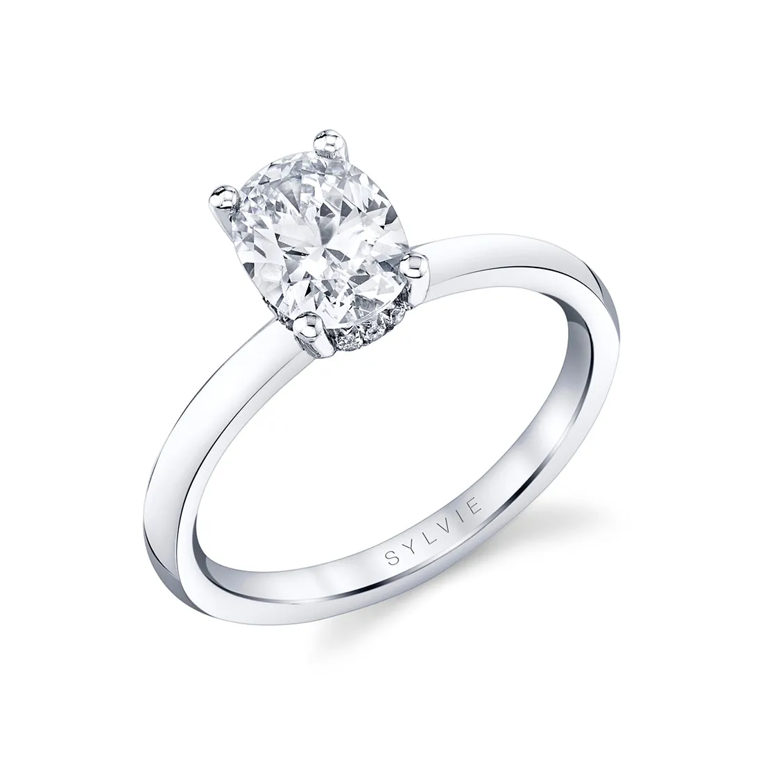 Oval Cut Solitaire Engagement Ring - Joanna Platinum White