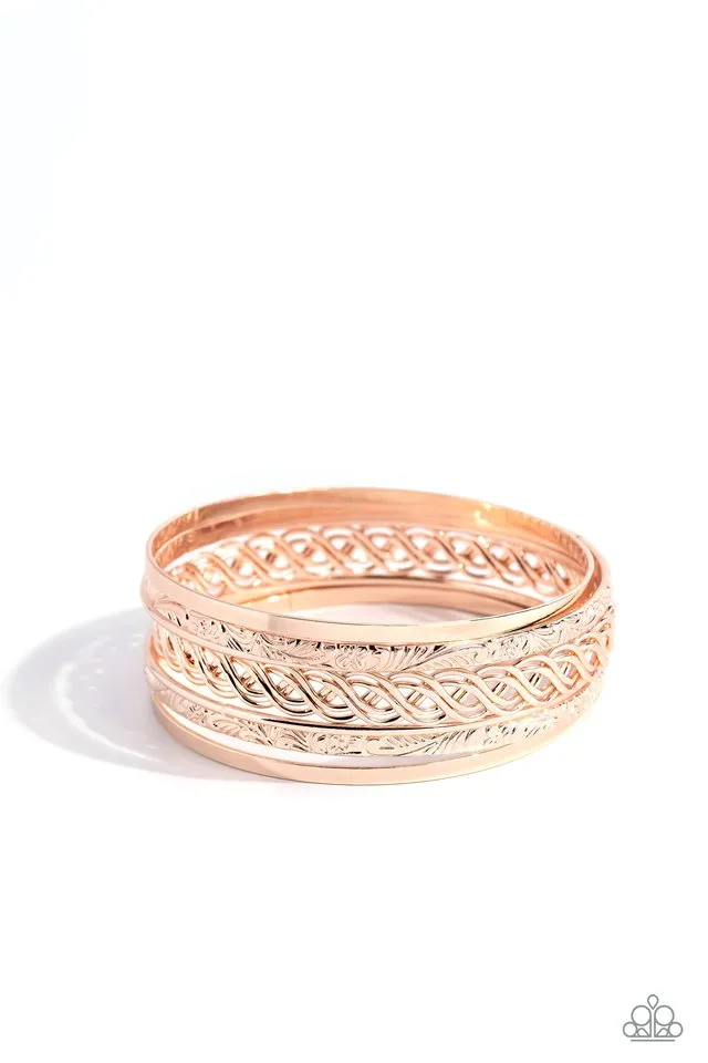 Paparazzi Bracelet ~ Stockpiled Shimmer - Rose Gold