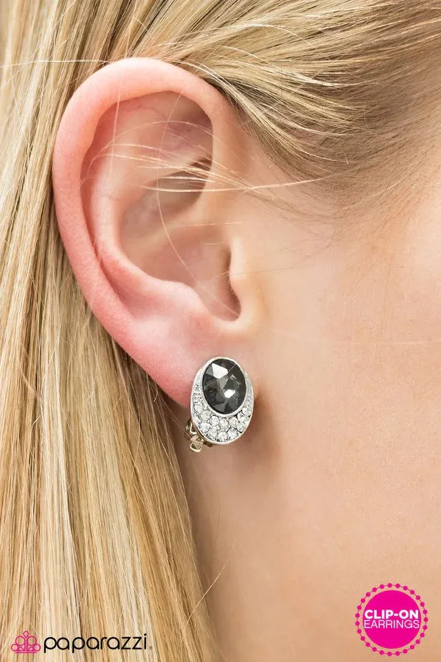 Paparazzi Earring ~ Command and Shine - Silver