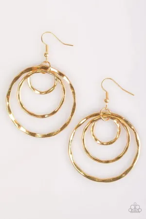 Paparazzi Earring ~ Whirling Worlds - Gold