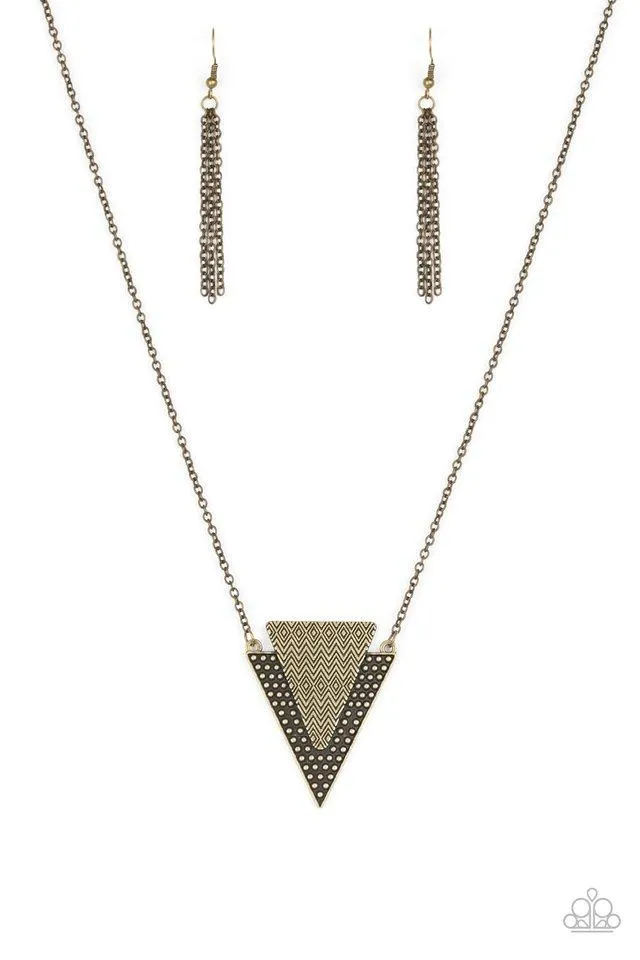 Paparazzi Necklace ~ Ancient Arrow - Brass