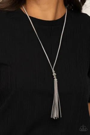 Paparazzi Necklace ~ Hold My Tassel - Silver