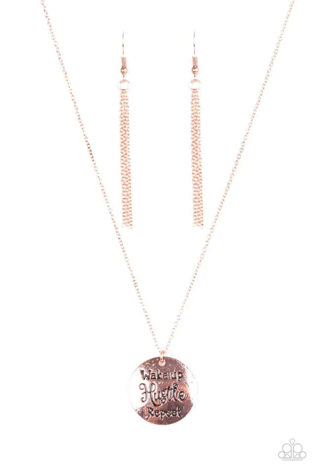 Paparazzi Necklace ~ Hustle On Repeat - Copper