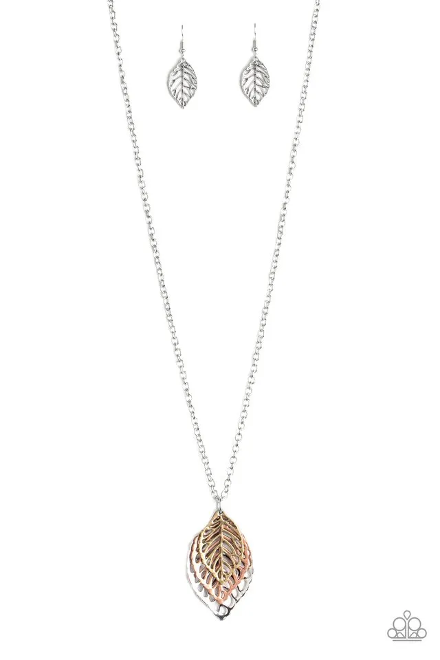 Paparazzi Necklace ~ Just Be-LEAF - Multi