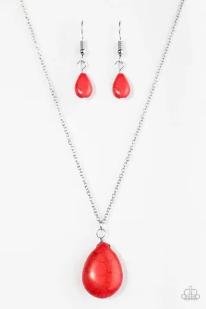 Paparazzi Necklace ~ Stone Solo - Red