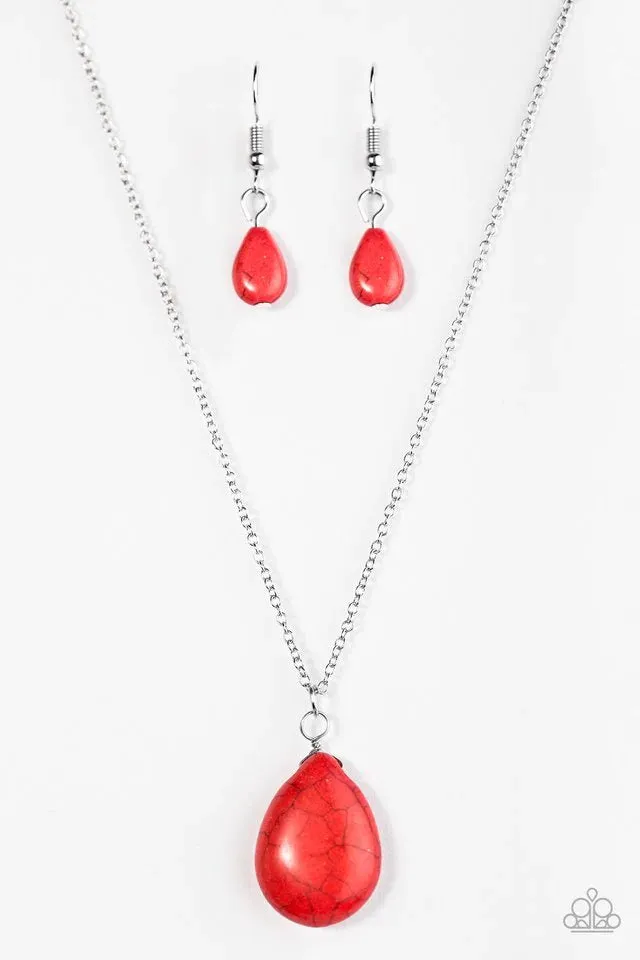 Paparazzi Necklace ~ Stone Solo - Red