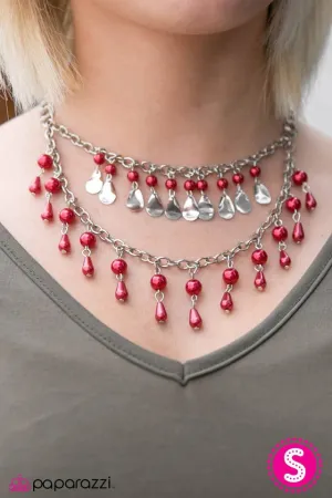 Paparazzi Necklace ~ The Drop Top - Red