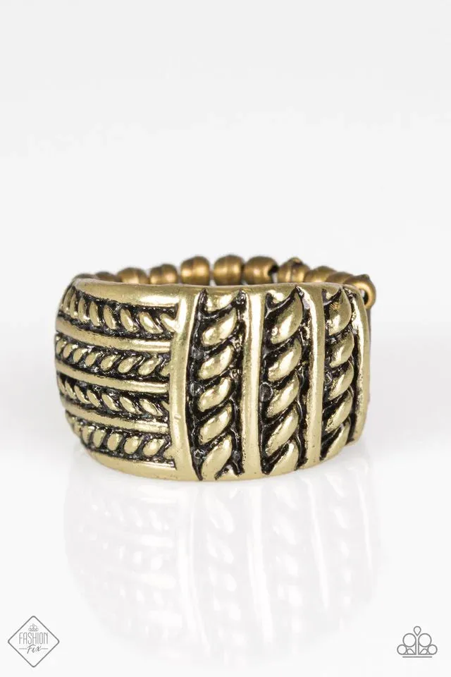 Paparazzi Ring ~ Text-ure Later! - Brass