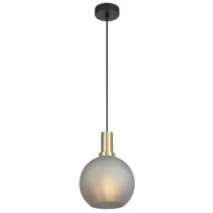 Patino 20cm Gold and Black with Grey Smoke Glass Modern Pendant