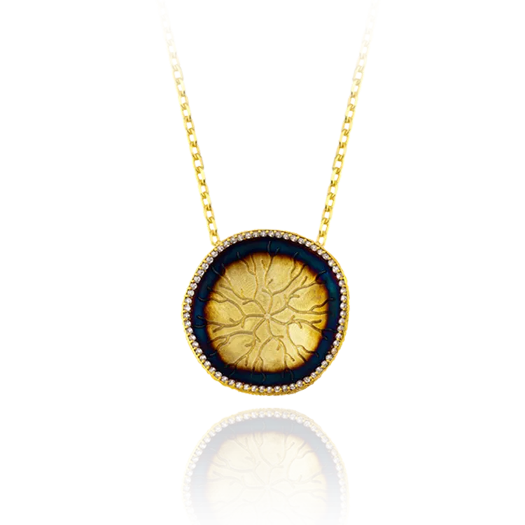 Pendant with Hanging Coral Imprinted Disc