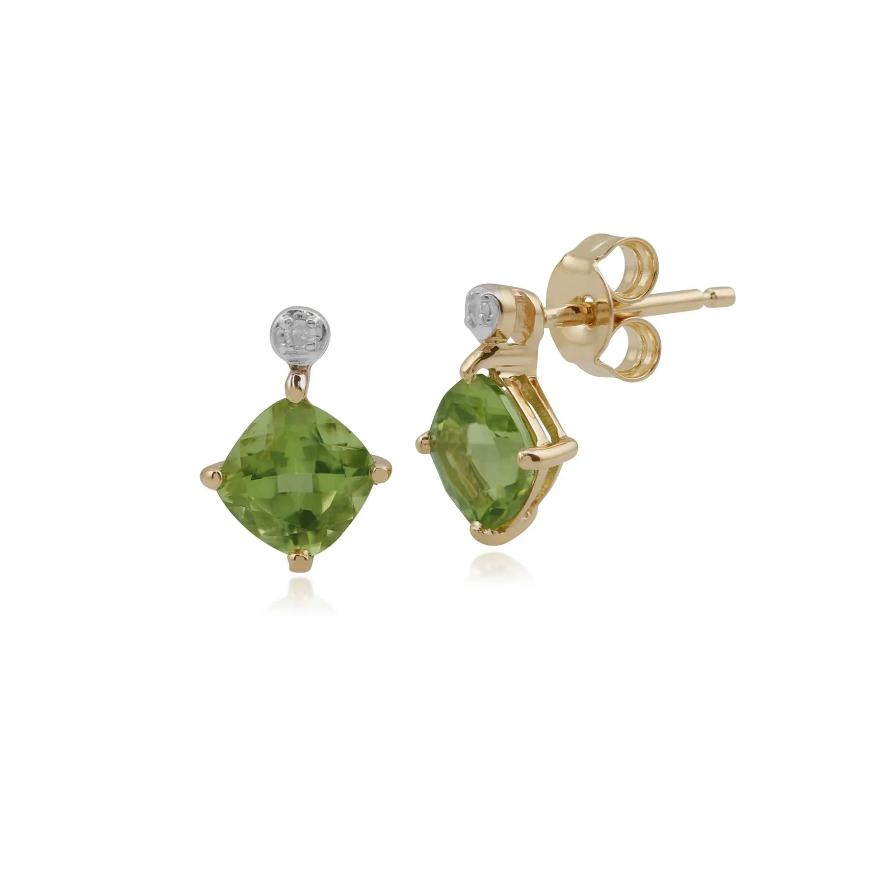 Peridot & Diamant Ohrstecker in 9ct Gelb Gold