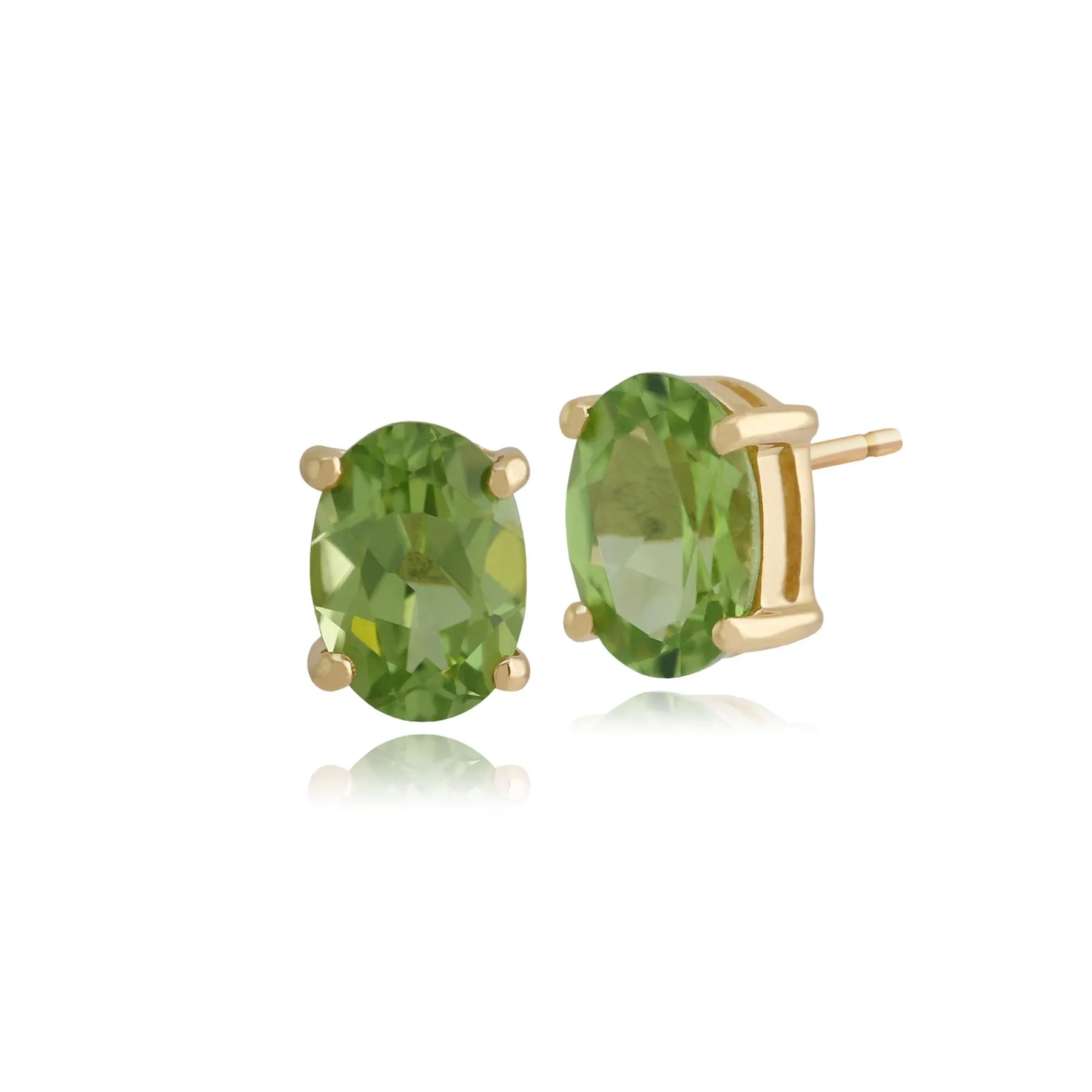 Peridot Ohrstecker, 9 Karat Gelbgold 1,55 CT 4 Klaue Satz Peridot Oval Ohrstecker 7x5mm