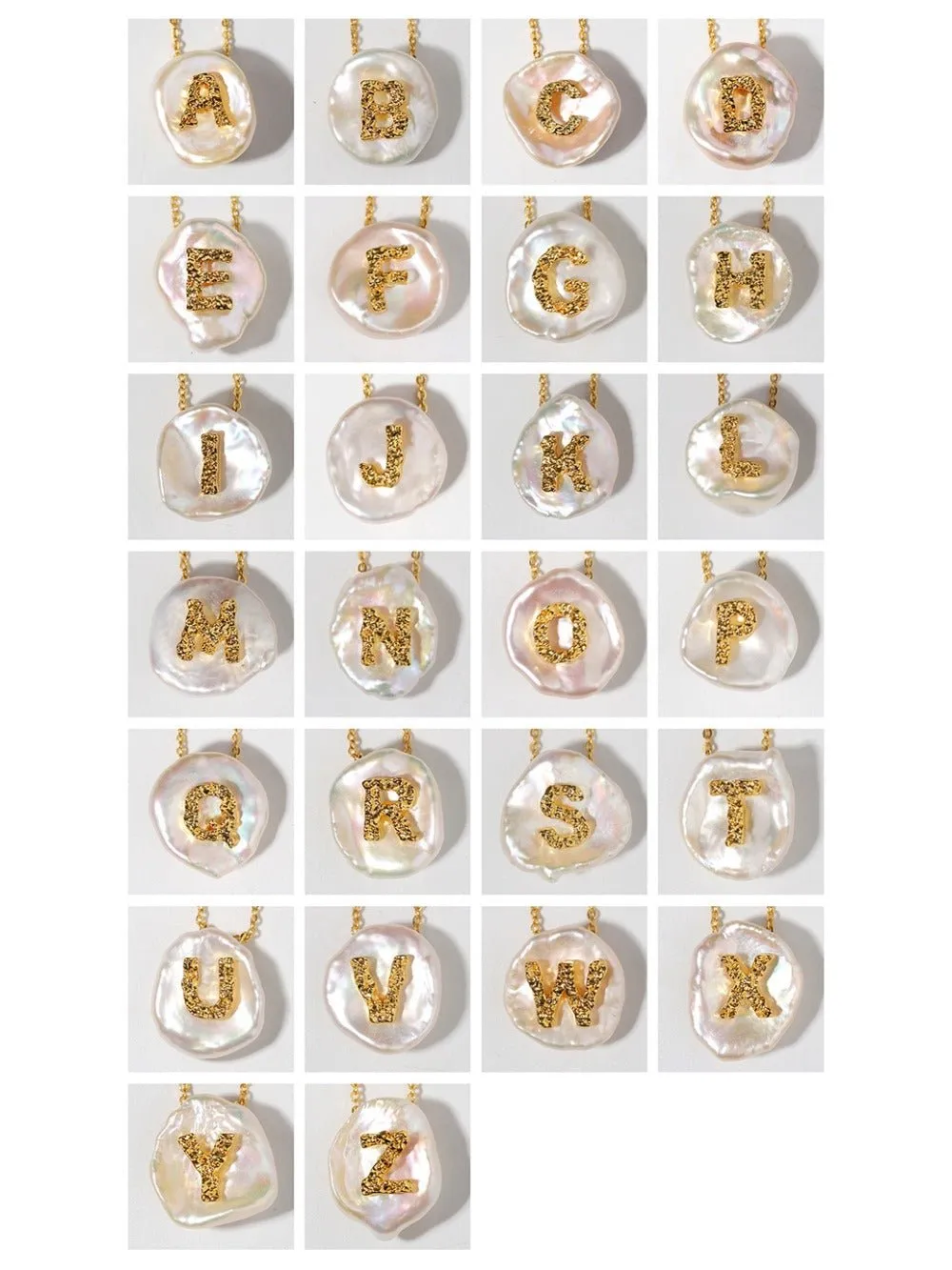 Petal Baroque Pearl Letter Pendants Necklaces