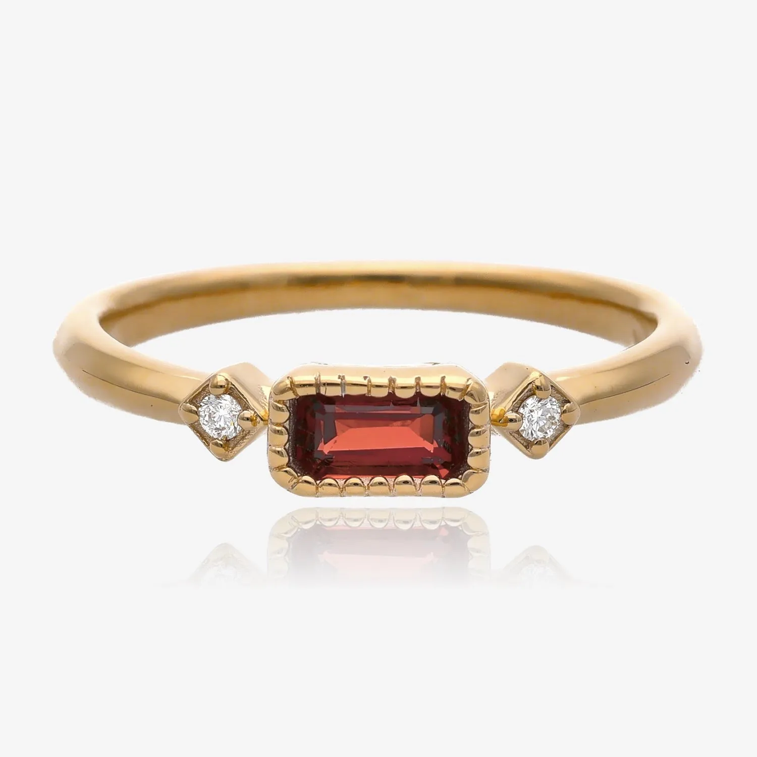 Radiant Elegance: Diamond Accented Gold Birthstone Ring