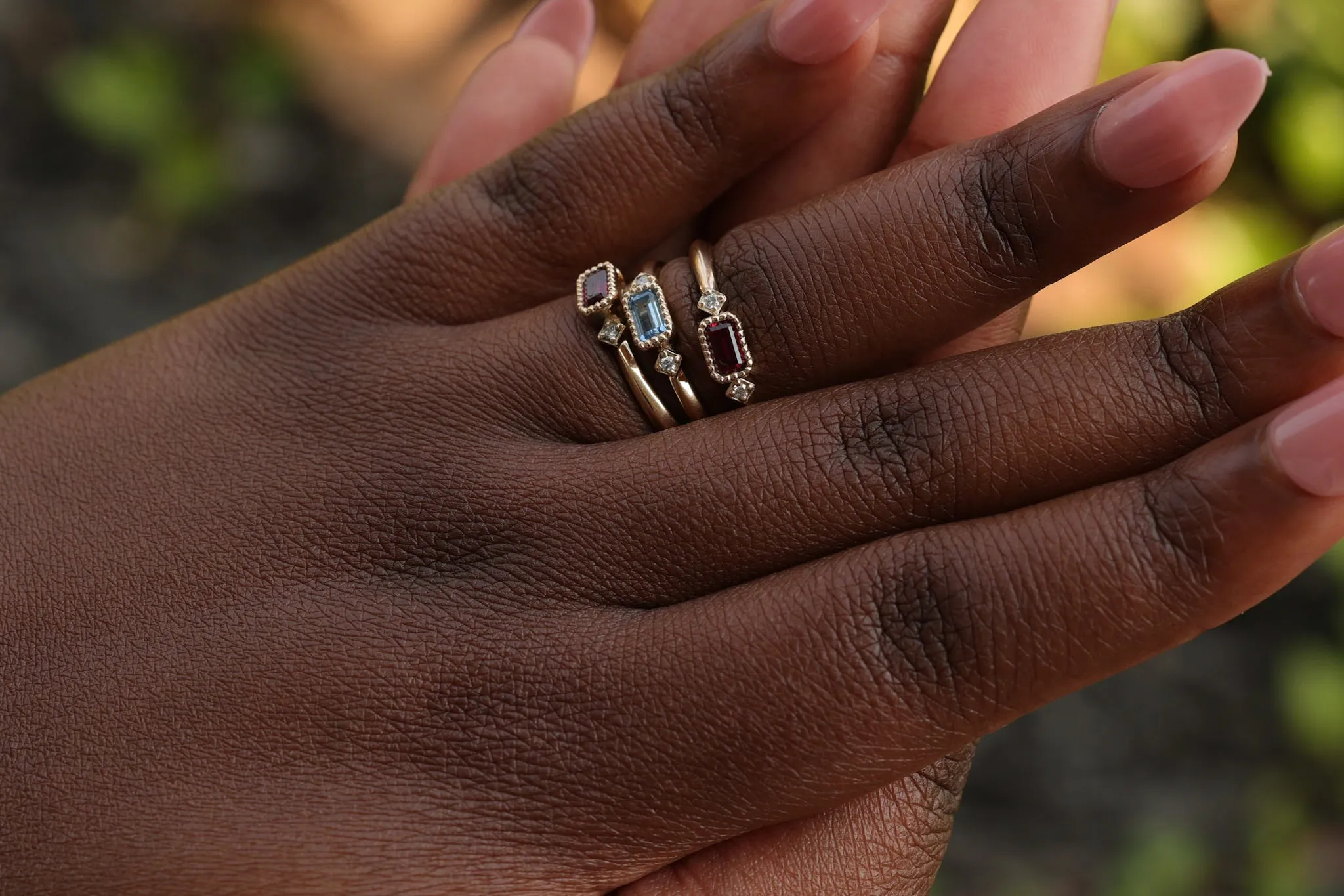 Radiant Elegance: Diamond Accented Gold Birthstone Ring