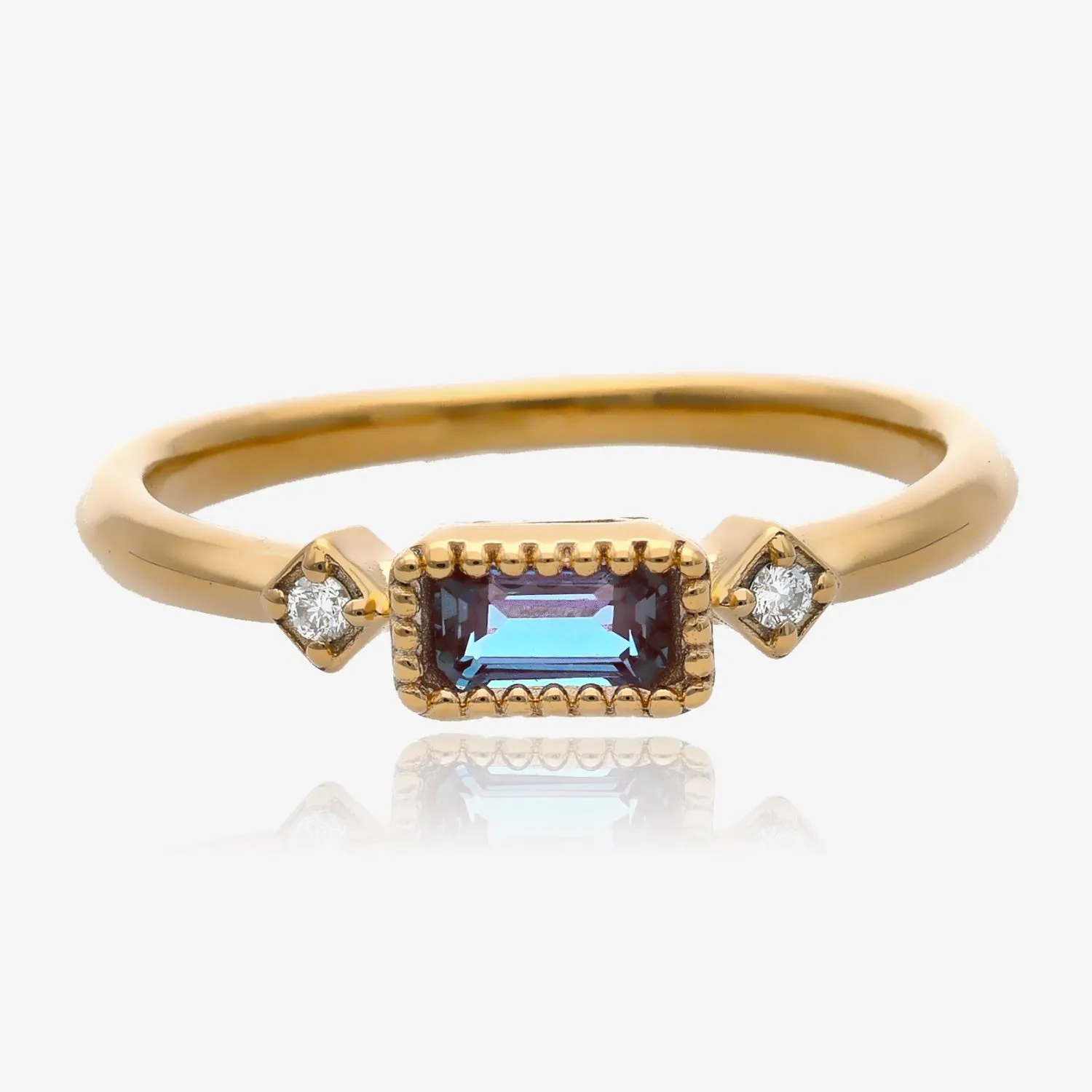 Radiant Elegance: Diamond Accented Gold Birthstone Ring