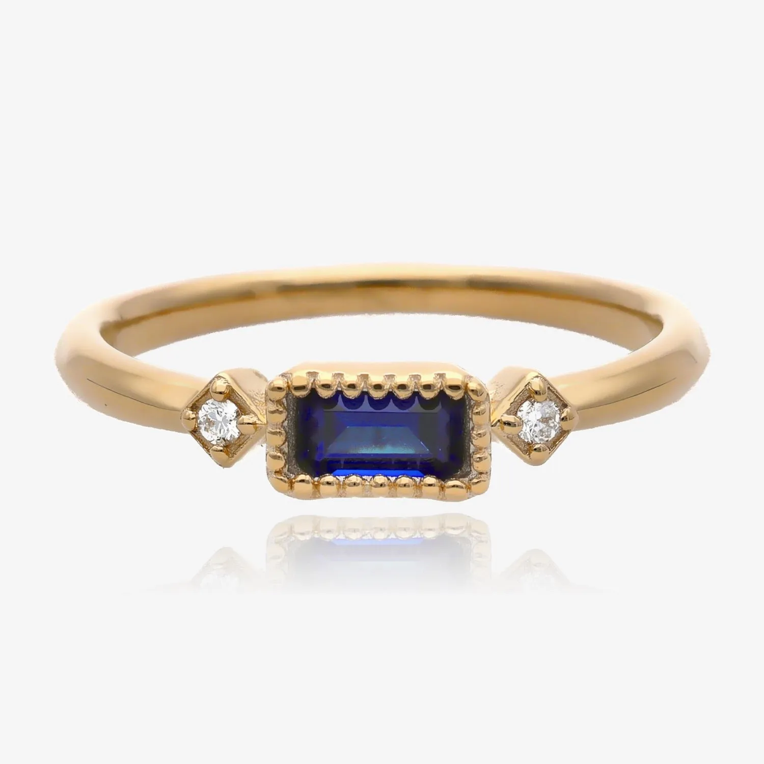 Radiant Elegance: Diamond Accented Gold Birthstone Ring