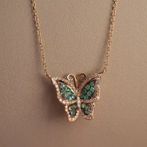 Radiant Green Wings 18k Gold Pendant