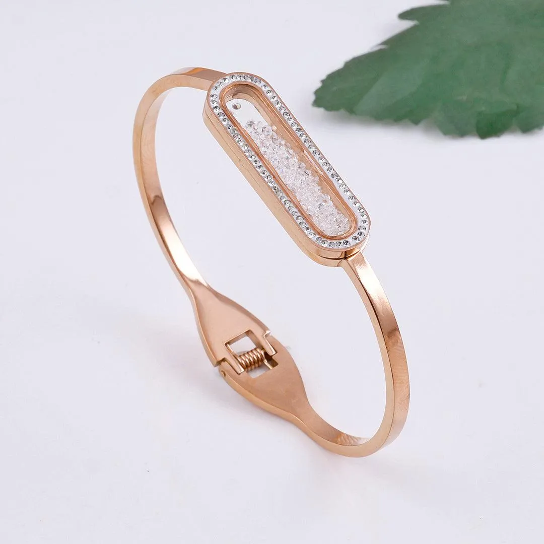 Rose Gold Plated Bracelet with Crystal-Embellished Oval Accent