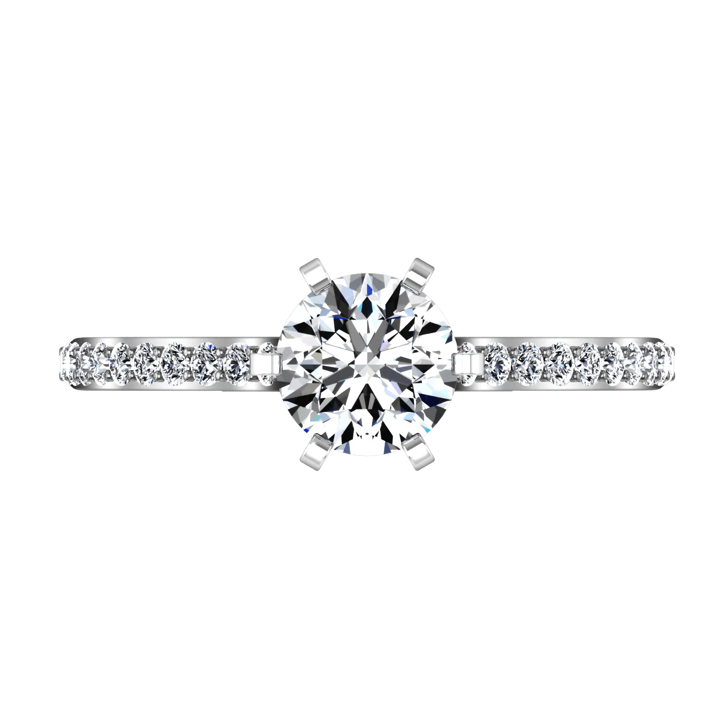 Round Diamond Pave Engagement Ring Juliette 14K White Gold