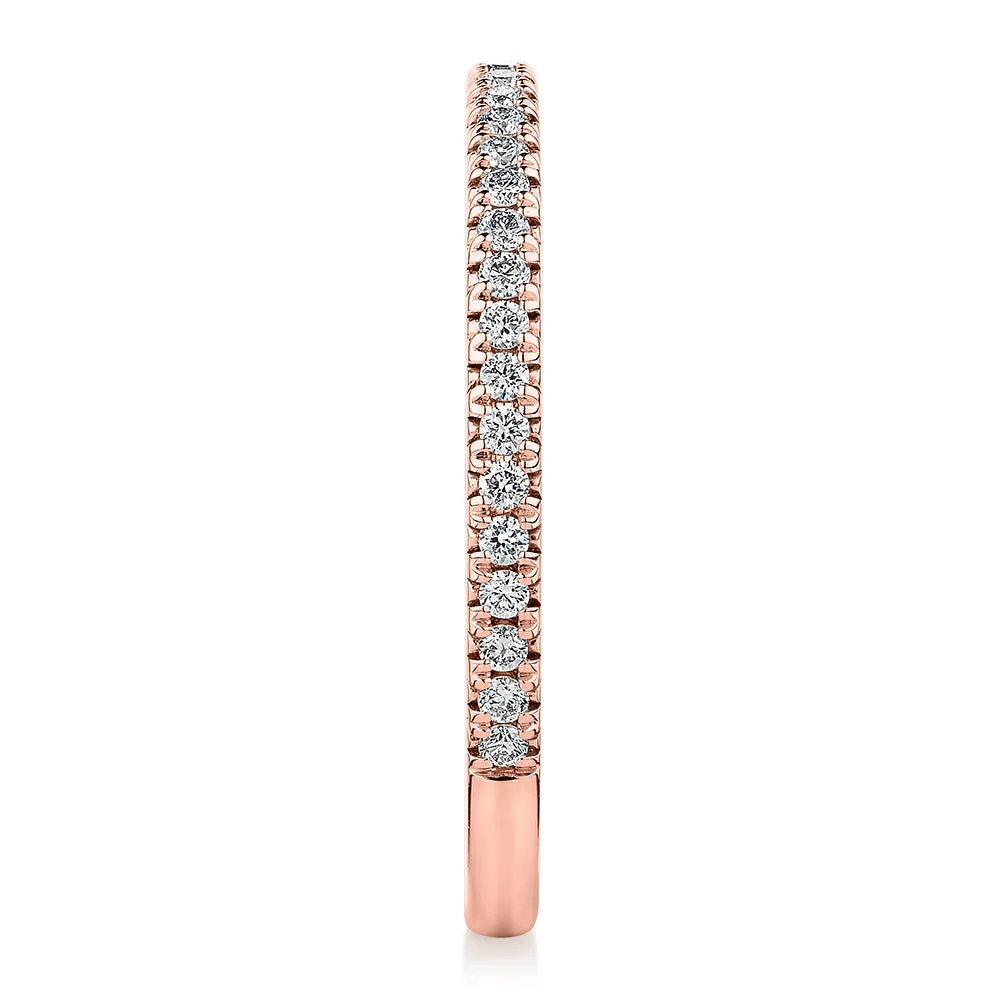 Signature Simulant Diamond 0.23 carat* TW round brilliant wedding or eternity band in 14 carat rose gold