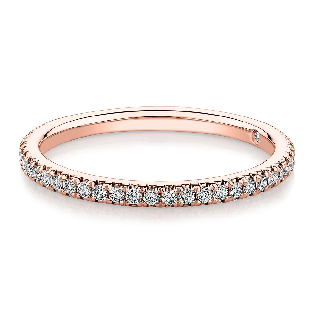 Signature Simulant Diamond 0.23 carat* TW round brilliant wedding or eternity band in 14 carat rose gold