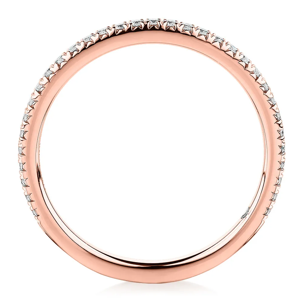 Signature Simulant Diamond 0.23 carat* TW round brilliant wedding or eternity band in 14 carat rose gold