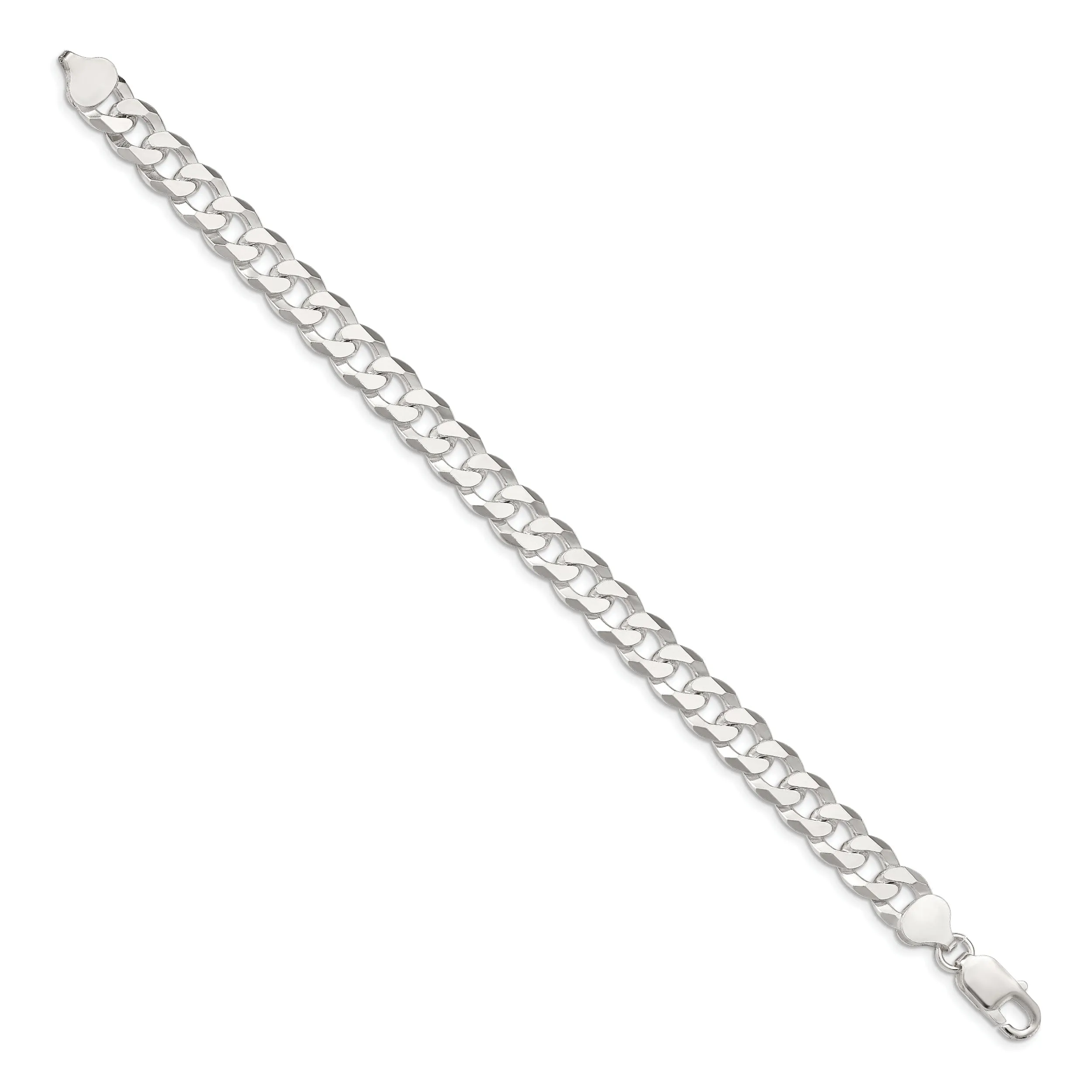 Silver 8.50-mm Solid Beveled Link Curb Chain