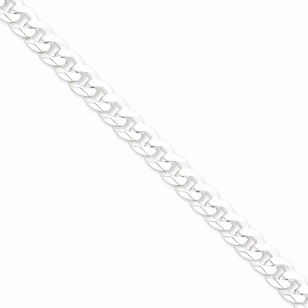 Silver 8.50-mm Solid Beveled Link Curb Chain