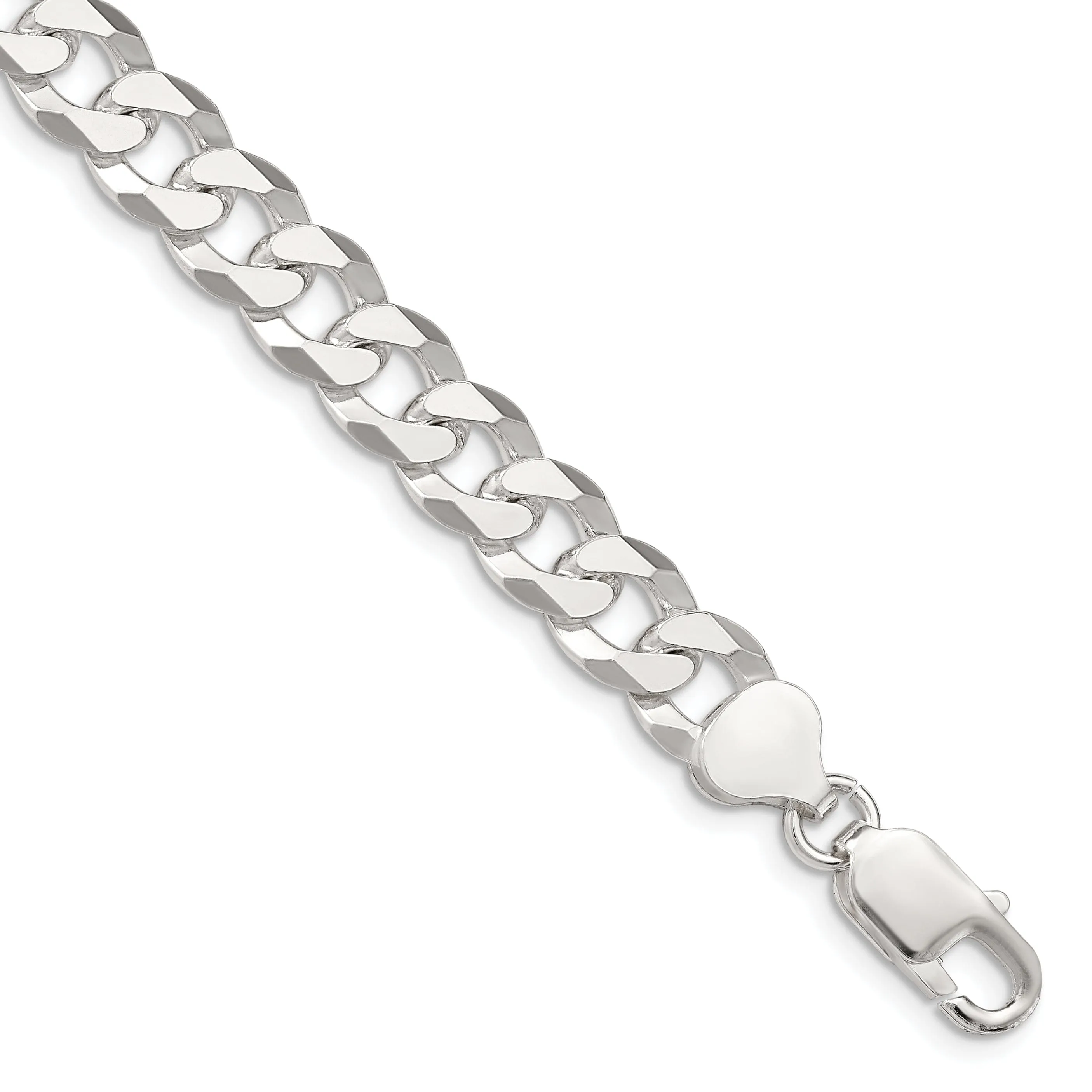 Silver 8.50-mm Solid Beveled Link Curb Chain