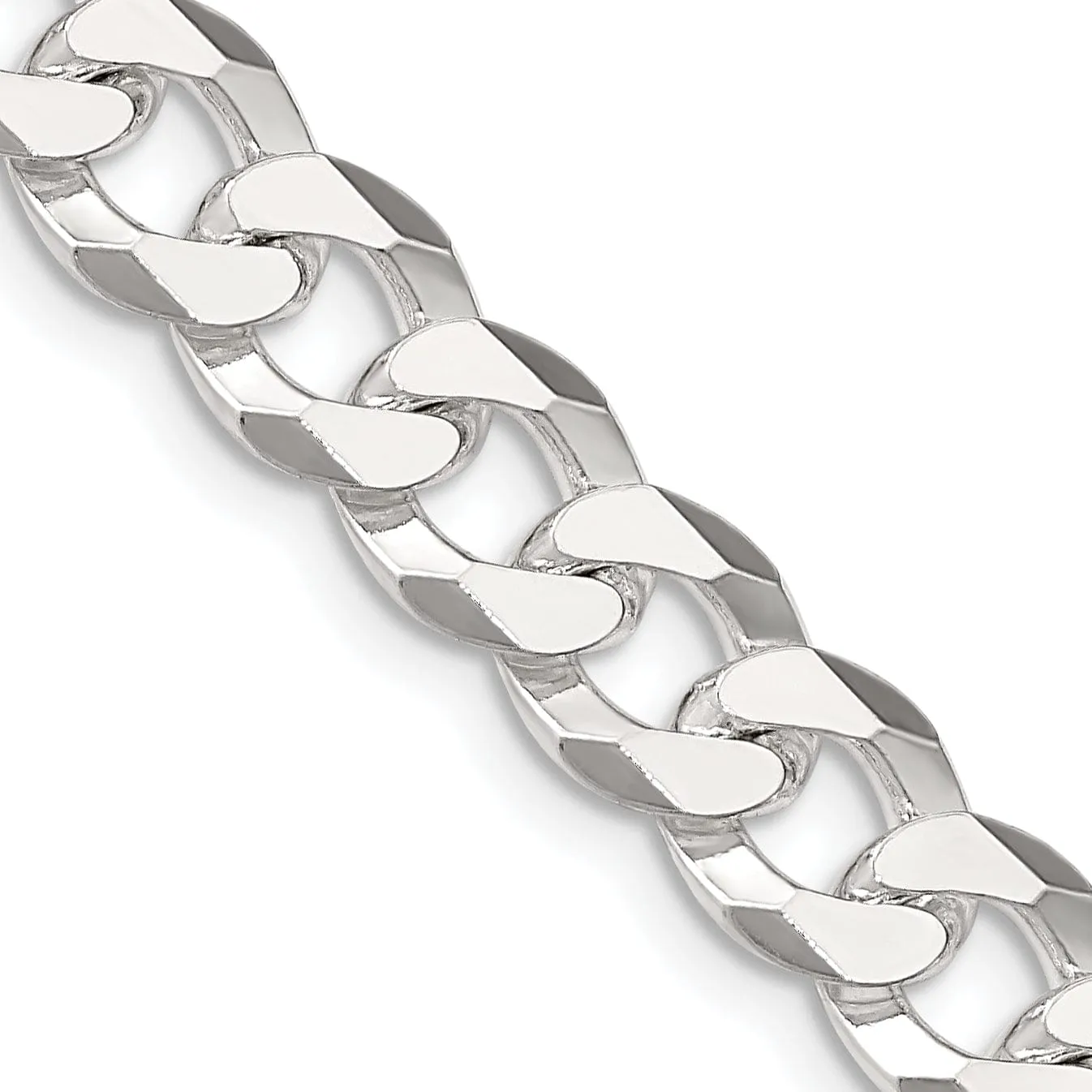 Silver 8.50-mm Solid Beveled Link Curb Chain