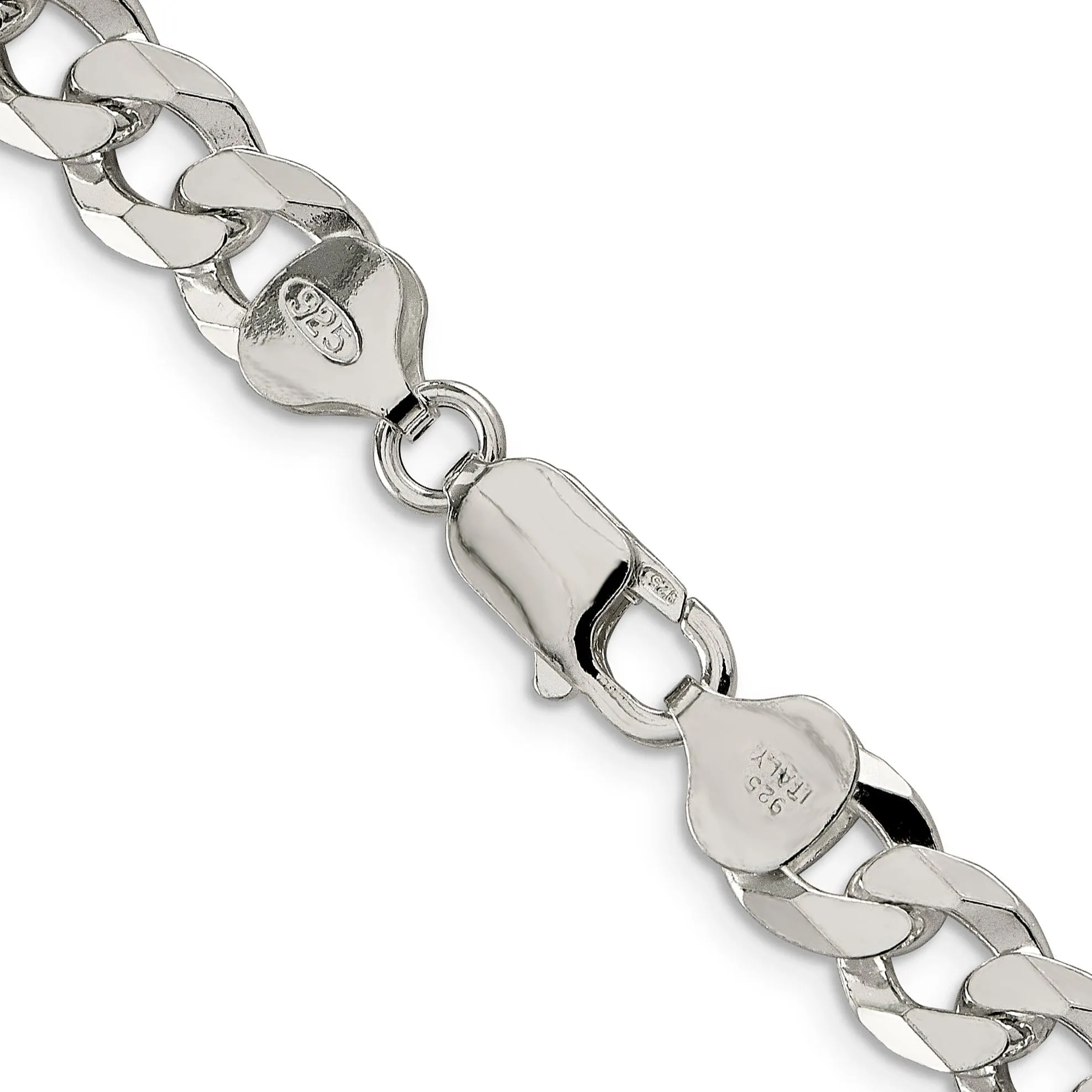 Silver 8.50-mm Solid Beveled Link Curb Chain