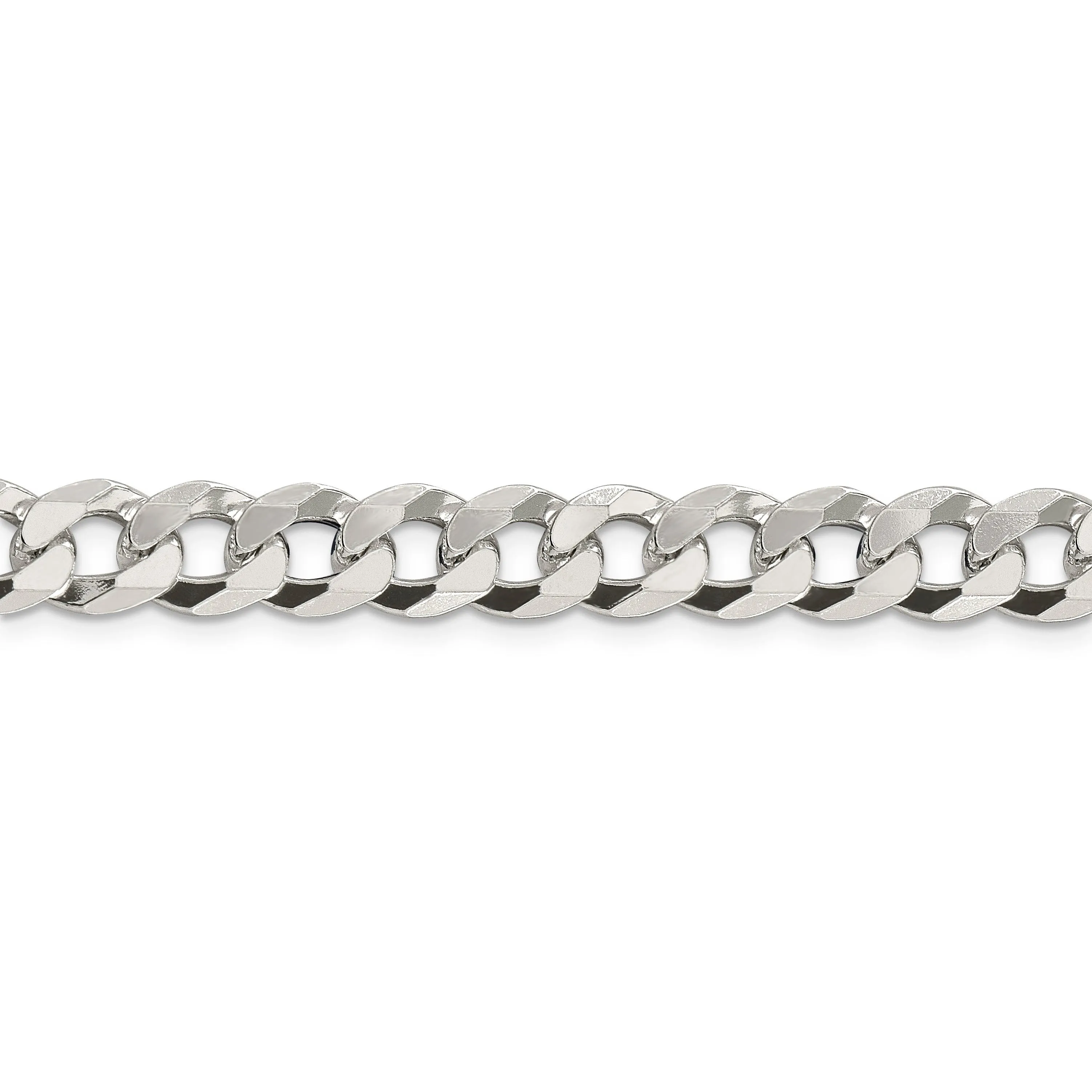 Silver 8.50-mm Solid Beveled Link Curb Chain