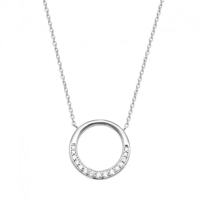 Silver & Co Partial Set Halo Circle Cubic Zirconia Pendant SPG0065