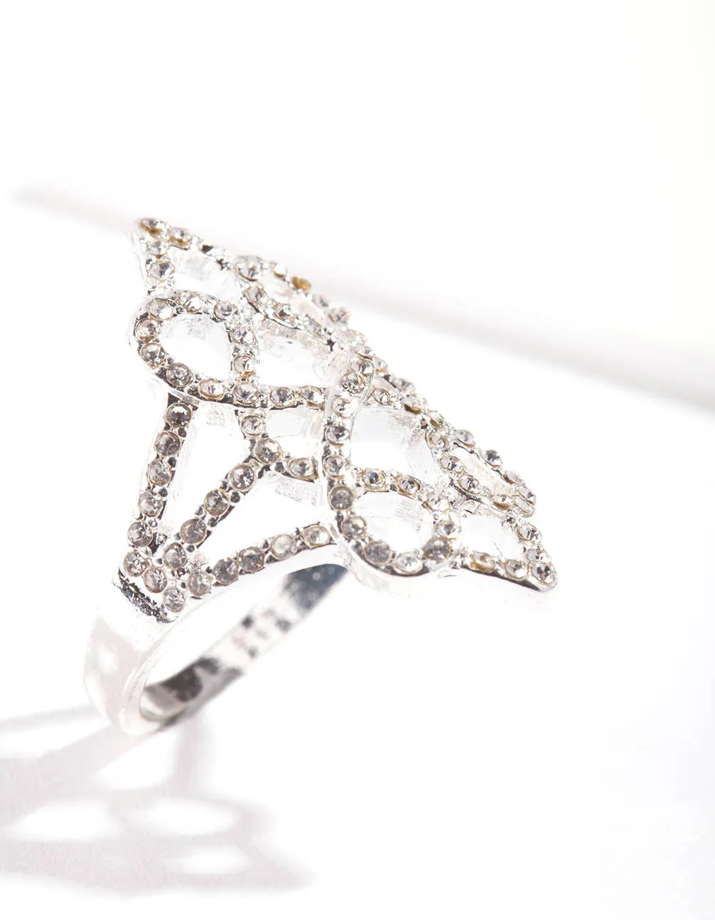 Silver Diamante Filigree Ring