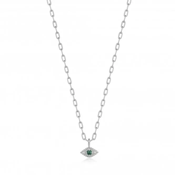 Silver Malachite Evil Eye Necklace N039-02H-M