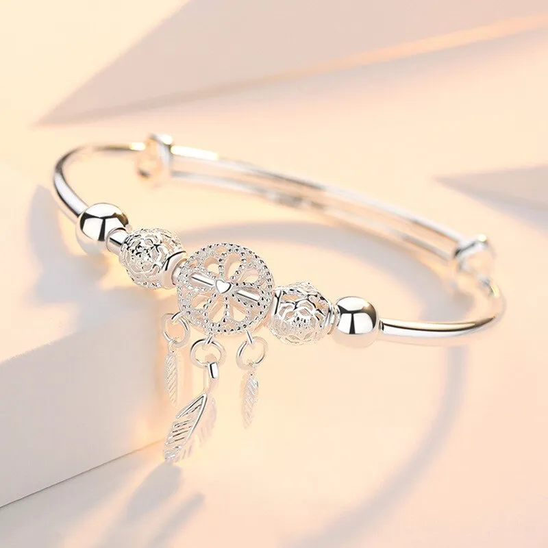 Silver plated leaf bracelet