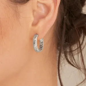 Silver Smooth Twist Hoop Stud Earrings