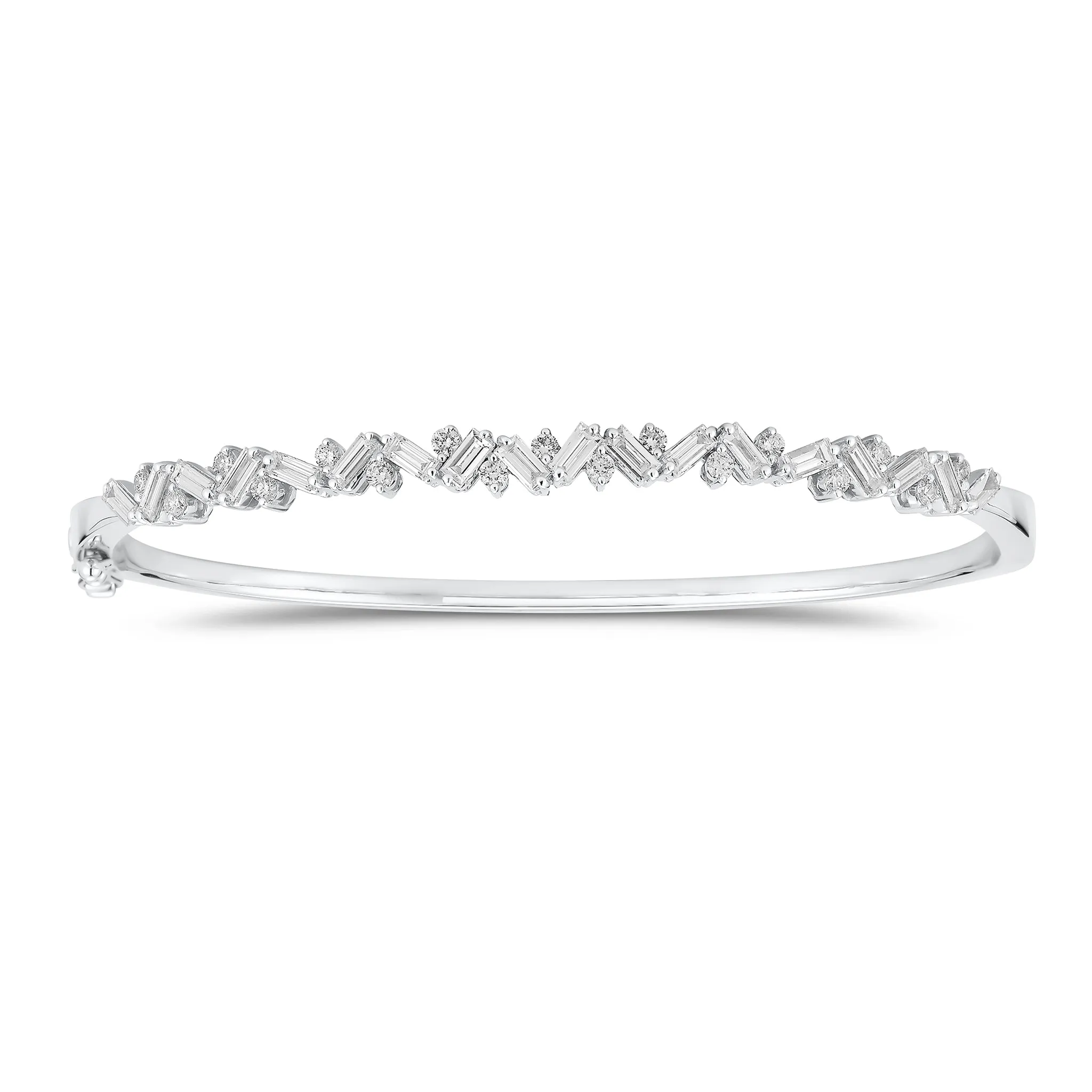 Slim Baguette & Round Diamond Bangle