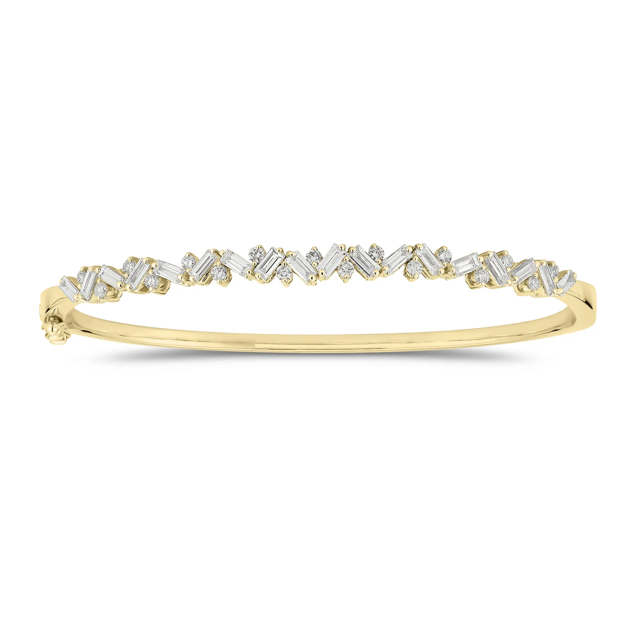 Slim Baguette & Round Diamond Bangle