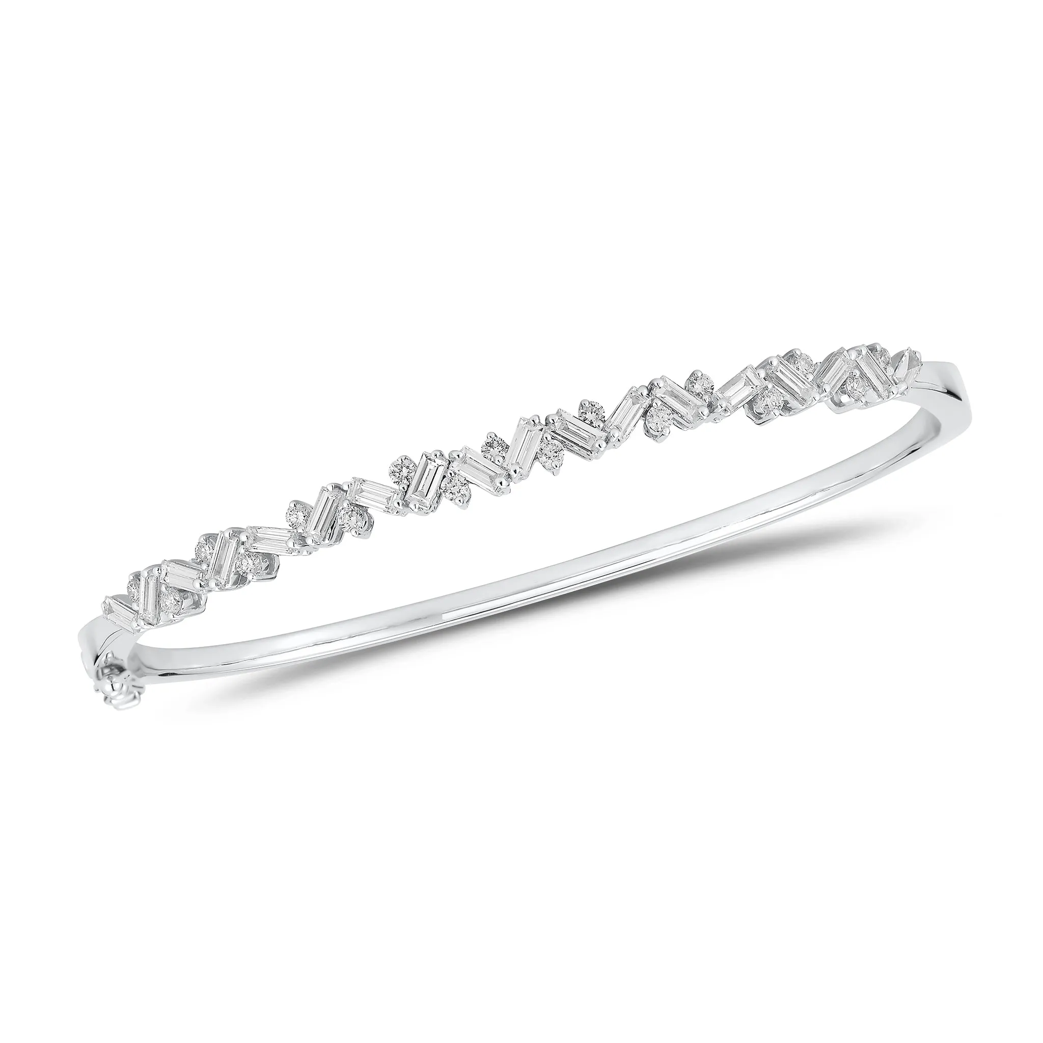 Slim Baguette & Round Diamond Bangle