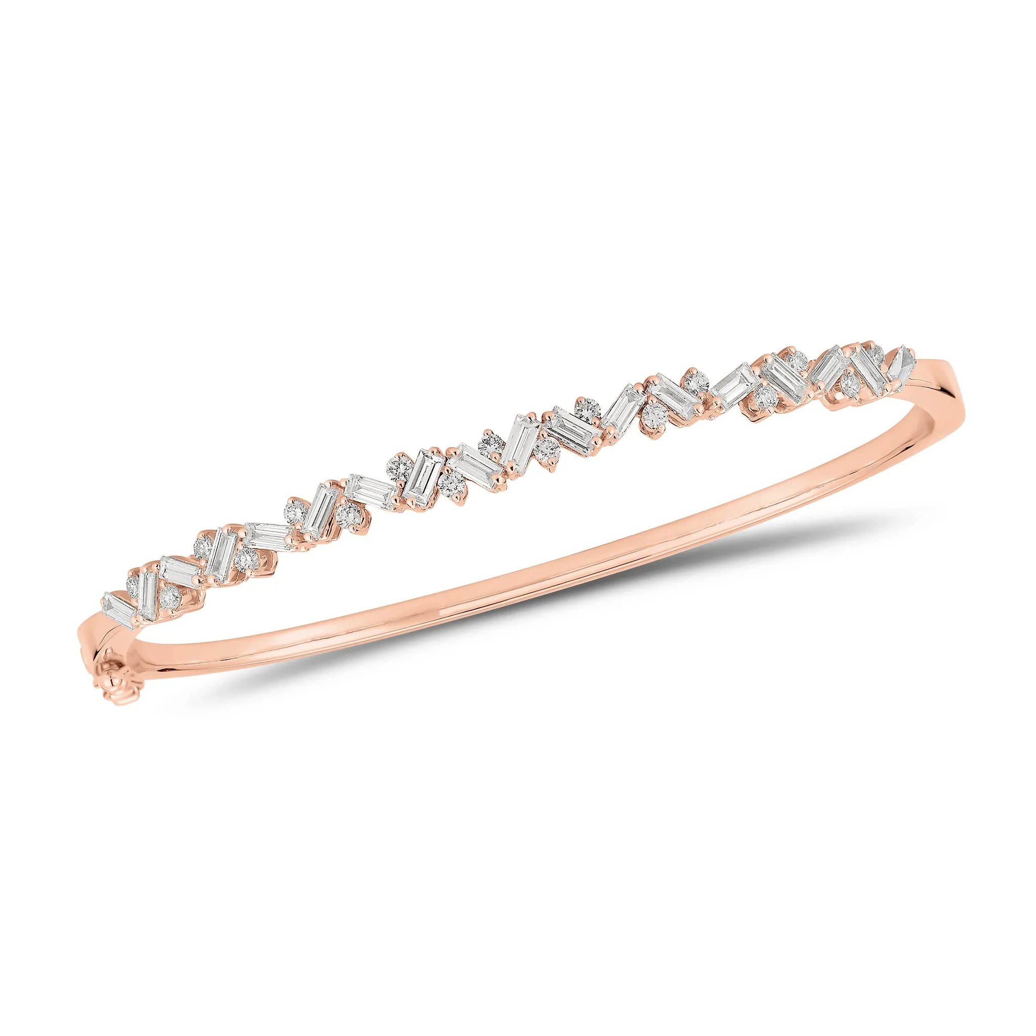 Slim Baguette & Round Diamond Bangle