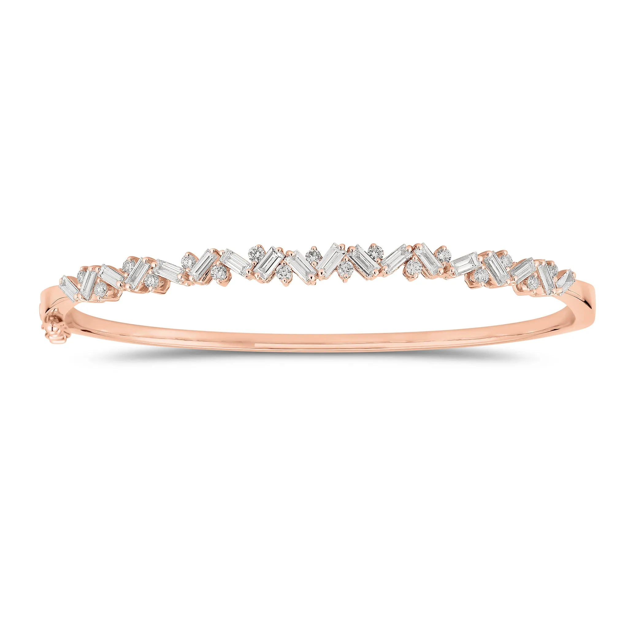 Slim Baguette & Round Diamond Bangle